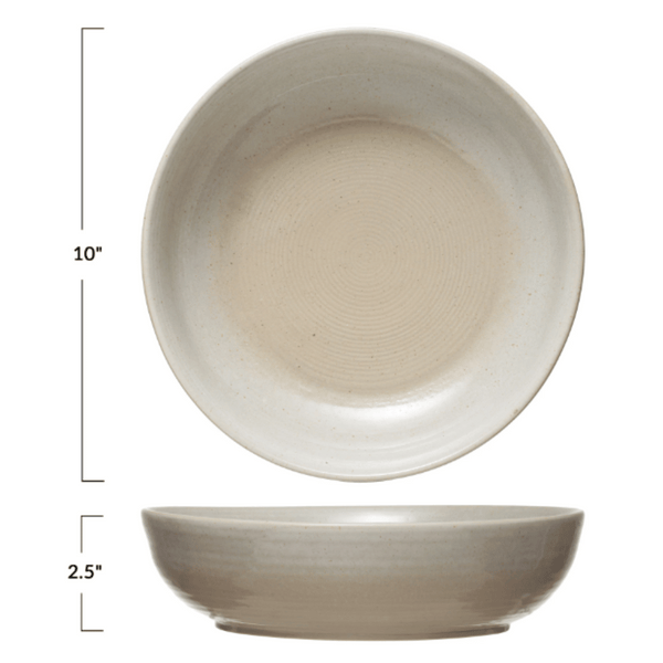 Stoneware Serving Bowl with Reactive Glaze, Cream