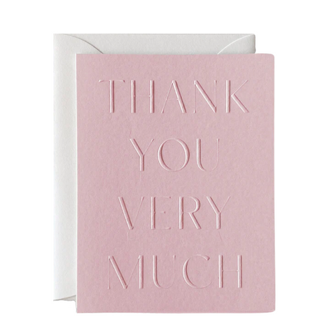 'Thank You' Greeting Card, Light Pink