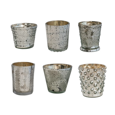 Mercury Glass Votive Holders, Silver