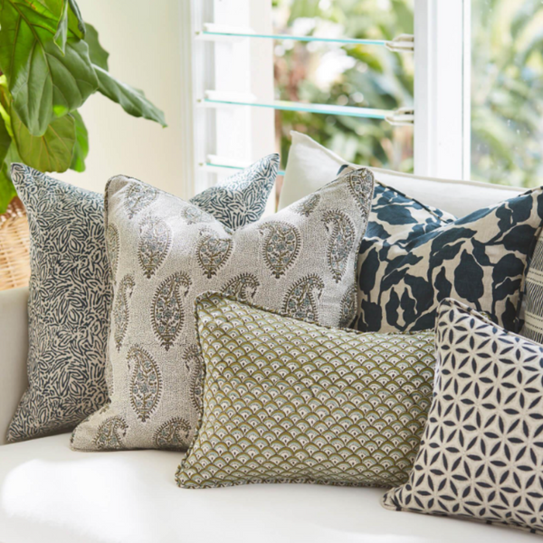 Amalfi Indian Teal Linen Cushion, 20" x 20"