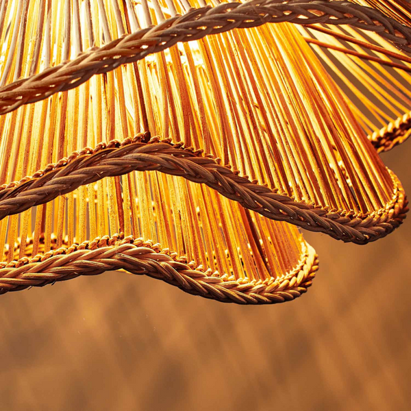 Alondra Chandelier, Natural Rattan, 30"D x 23"H
