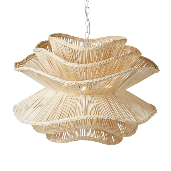 Alondra Chandelier, White Rattan, 2 Sizes, 30"D x 23"H & 40"D x 32"H