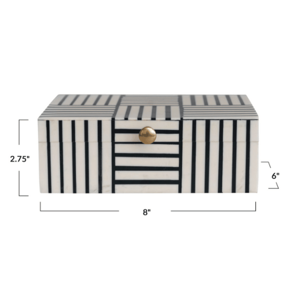 Resin Box w/ Striped Block Pattern & Gold Accent