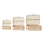 Hand-Woven Bamboo Boxes with Closures, 3 Sizes