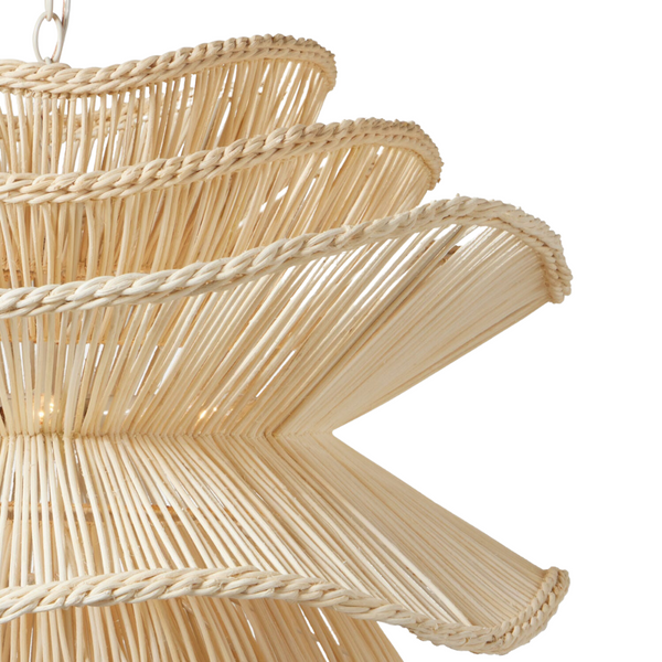 Alondra Chandelier, White Rattan, 2 Sizes, 30"D x 23"H & 40"D x 32"H