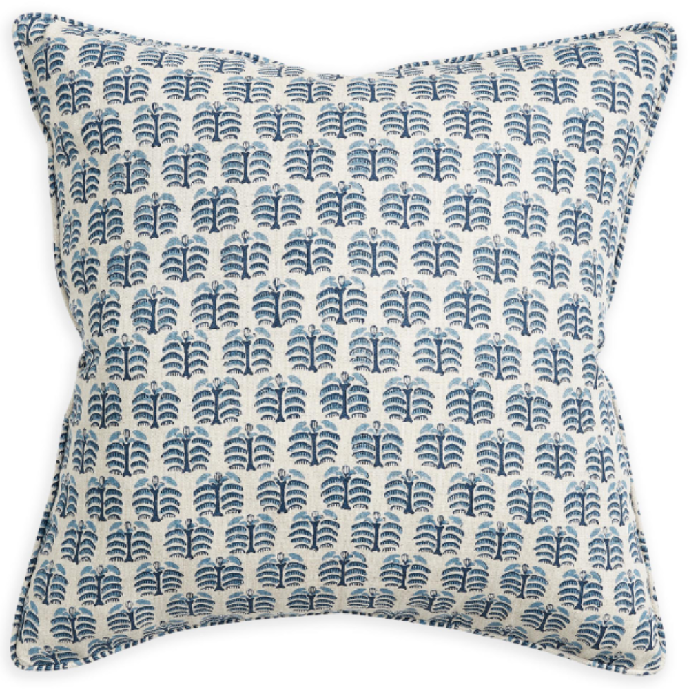 Hera Azure Linen Cushion 22" x 22" Anna Hislop Home