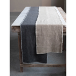 Linen Blend Table Runner with Frayed Edges, Natural