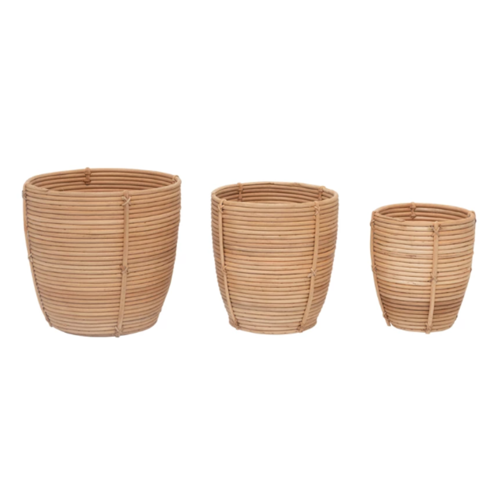 Hand-Woven Rattan Baskets, 3 Sizes