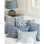Amreli Azure Linen Cushion, 22" x 22"