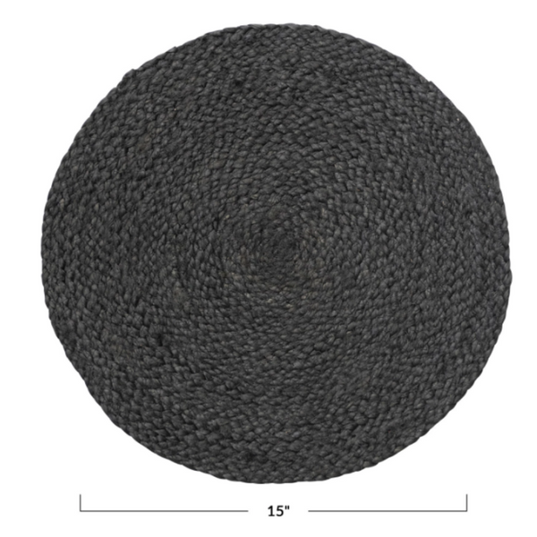 Hand-Woven Jute Placemat, Black