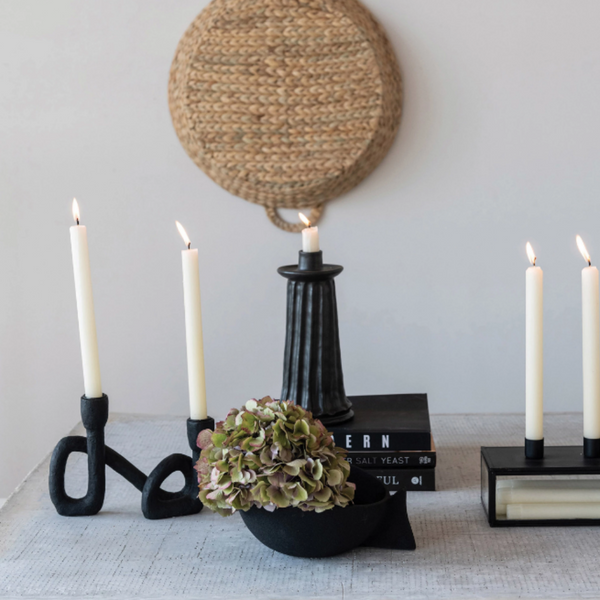 Abstract Double Candle Holder, Black