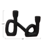 Abstract Double Candle Holder, Black