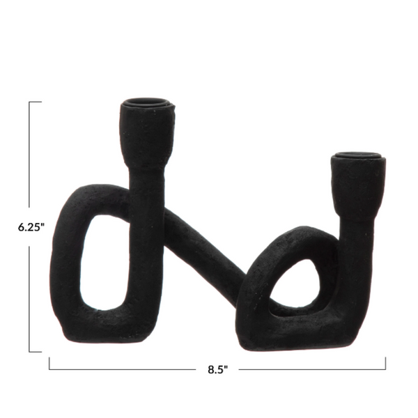 Abstract Double Candle Holder, Black