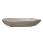 Stoneware Organic Shaped Dish with Reactive Glaze, Cream