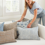 Amreli Azure Linen Cushion, 22" x 22"
