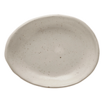 Stoneware Organic Shaped Dish with Reactive Glaze, Cream