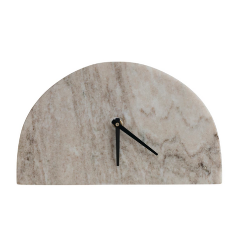 Half-Circle Marble Mantel Clock, Beige