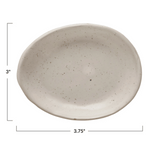 Stoneware Organic Shaped Dish with Reactive Glaze, Cream