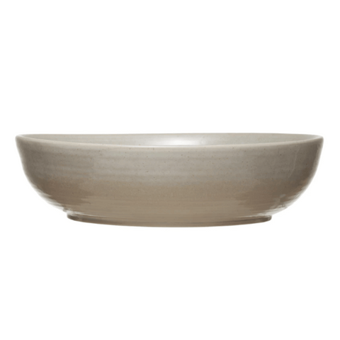 Stoneware Serving Bowl with Reactive Glaze, Cream