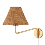 Issa Plug in Wall Sconce - Aged Brass/Rattan