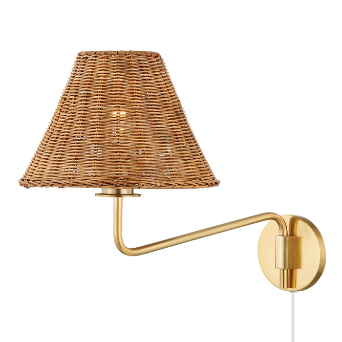 Issa Plug in Wall Sconce - Aged Brass/Rattan