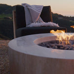 Mason Round Fire Table, Travertine Natural