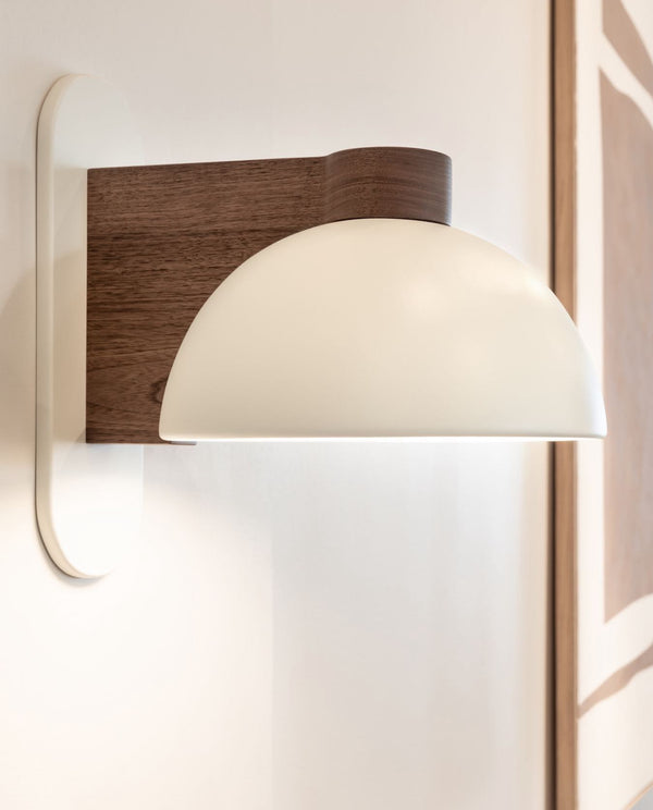 Fun Guy Sconce, Walnut, White