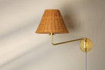 Issa Plug in Wall Sconce - Aged Brass/Rattan
