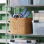 Braided Water Hyacinth Storage Cube with Handles, 15.5" Dia