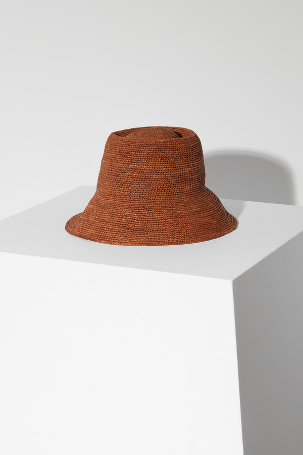 Felix Raffia Straw Chestnut Bucket Hat