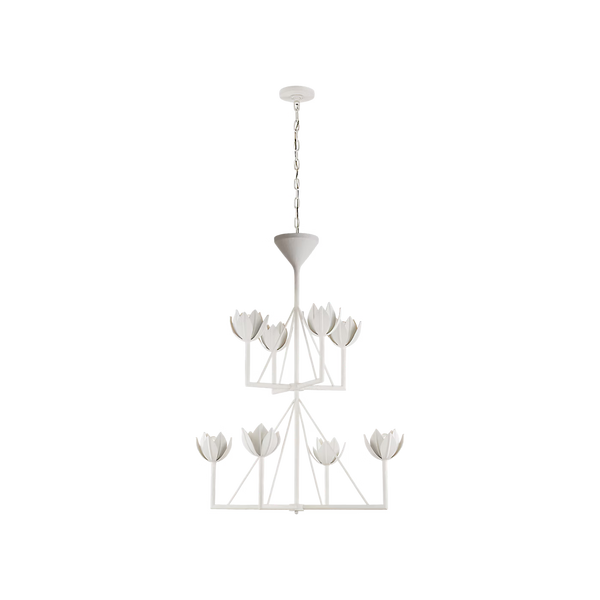 Alberto Medium Two Tier Chandelier, Plaster White, 35.5"Dia