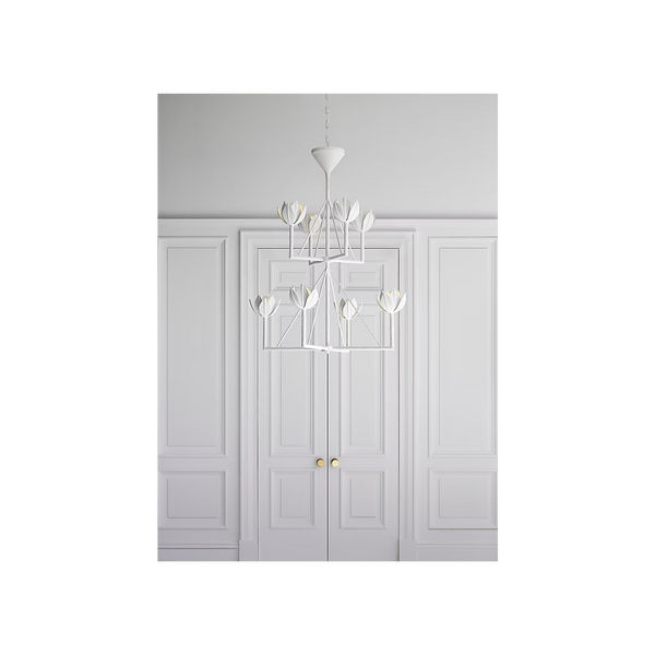 Alberto Medium Two Tier Chandelier, Plaster White, 35.5"Dia