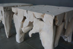 Teak Root Side Table, White