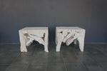 Teak Root Side Table, White