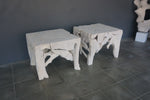Teak Root Side Table, White