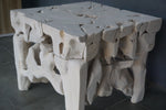 Teak Root Side Table, White