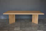 Solid Oak Double V Leg Dining Table, 96"W x 43"D