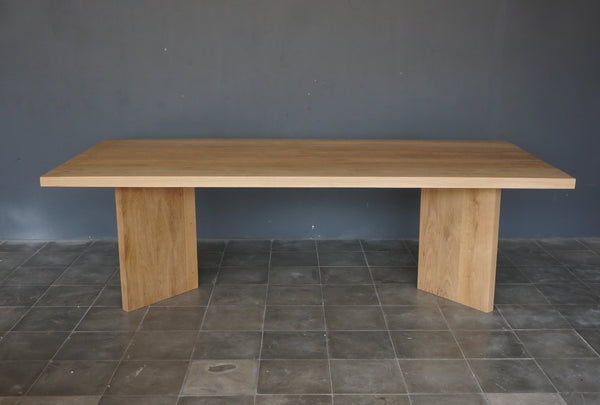 Solid Oak Double V Leg Dining Table, 96"W x 43"D