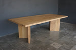 Solid Oak Double V Leg Dining Table, 96"W x 43"D