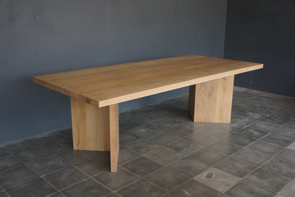 Solid Oak Double V Leg Dining Table, 96"W x 43"D