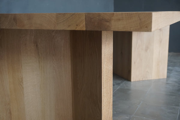 Solid Oak Double V Leg Dining Table, 96"W x 43"D