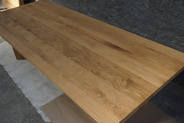 Solid Oak Double V Leg Dining Table, 108"W x 43"D
