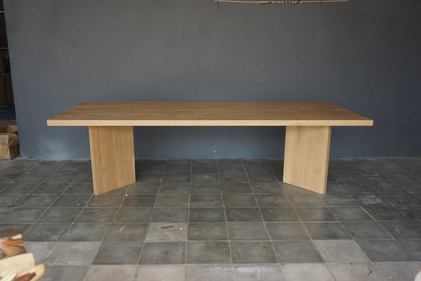 Solid Oak Double V Leg Dining Table, 108"W x 43"D