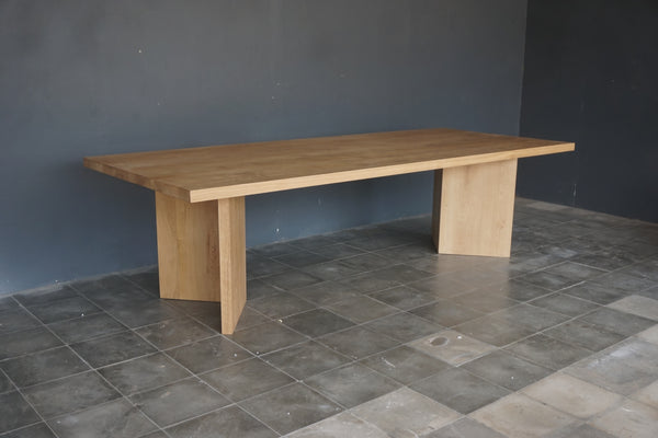 Solid Oak Double V Leg Dining Table, 108"W x 43"D