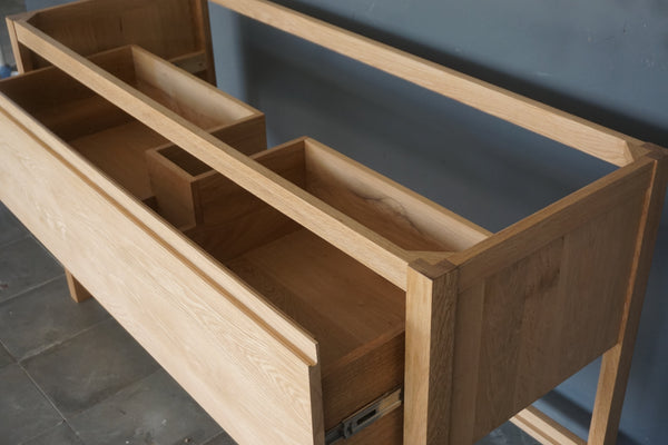 Solid Oak Bathroom Vanity, 60"W x 22"D x 34.5"H