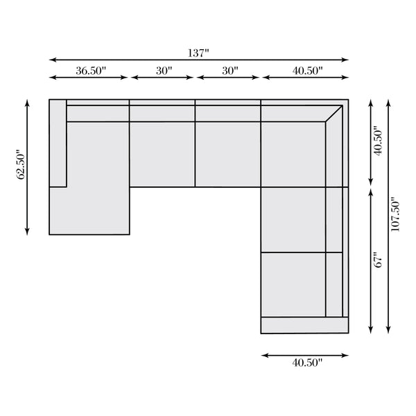 Dawkins Sectional, 137"W x 107.5"D