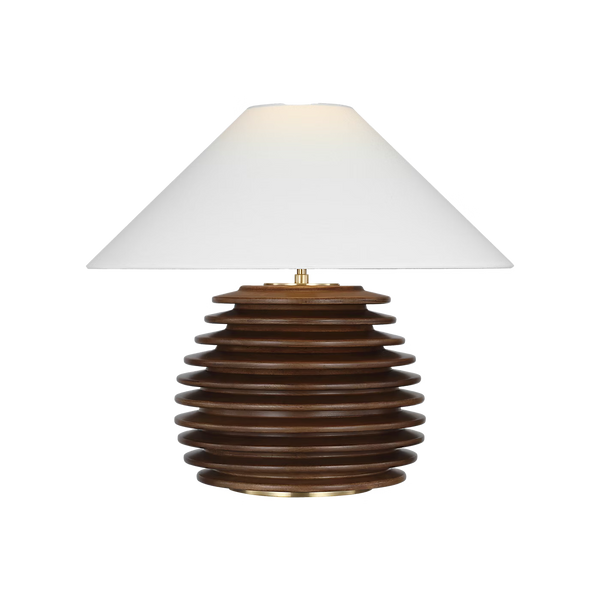 Crenelle 20" Stacked Table Lamp, Burnished Maple