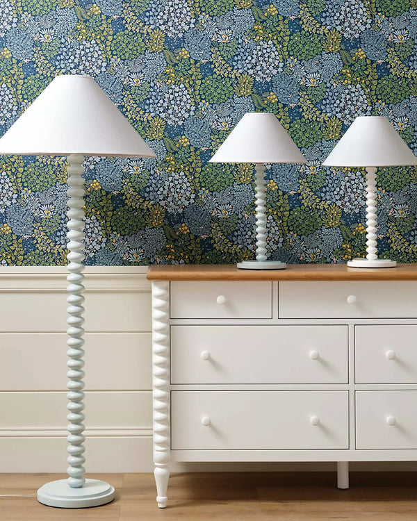 Piccolo Petite Table Lamp - Sky Base/White Linen Shade, 14"H