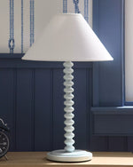 Piccolo Petite Table Lamp - Sky Base/White Linen Shade, 14"H