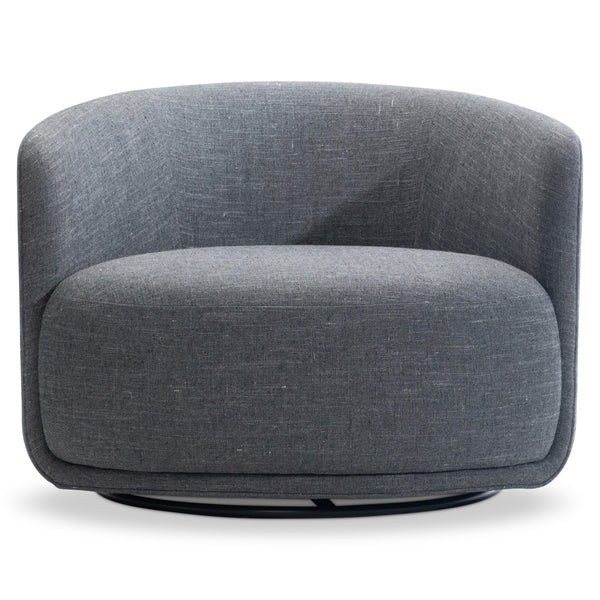 Astrid Fabric Swivel Chair - Blue Linen